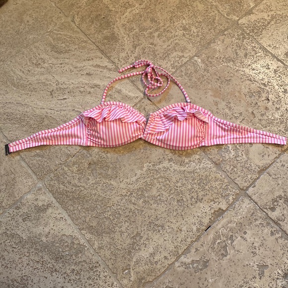 Abercrombie & Fitch Pink/White Striped Bikini Top - Picture 2 of 5